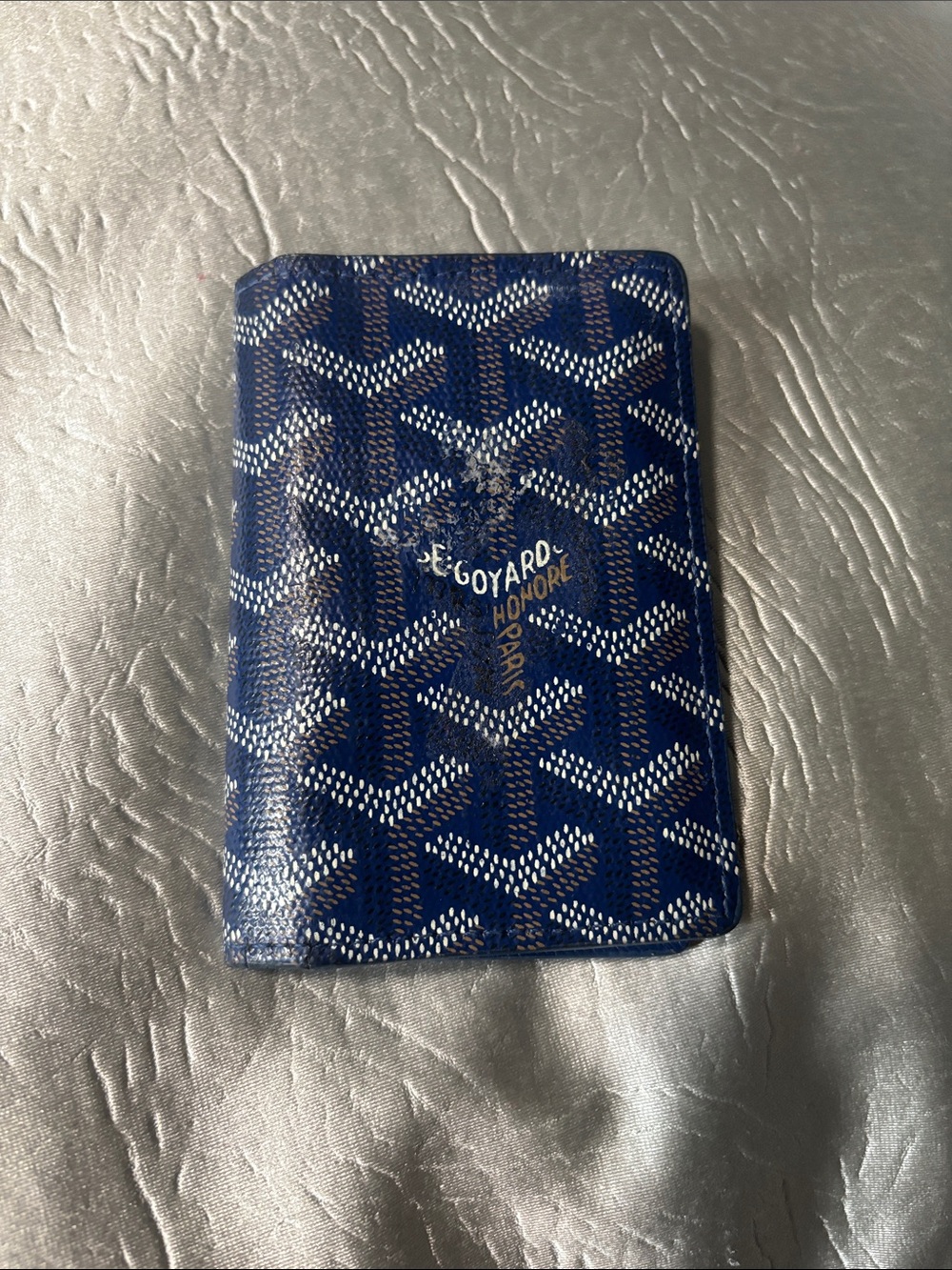 Goyard Navy and White Chevron Card Wallet